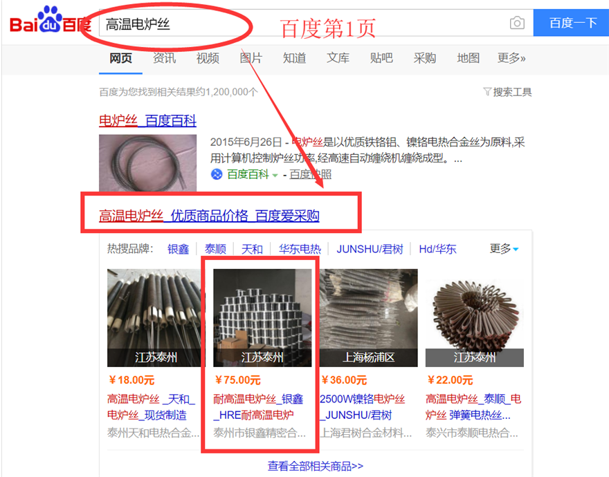 電阻絲，電阻帶，電爐絲百度愛(ài)采購(gòu)案例